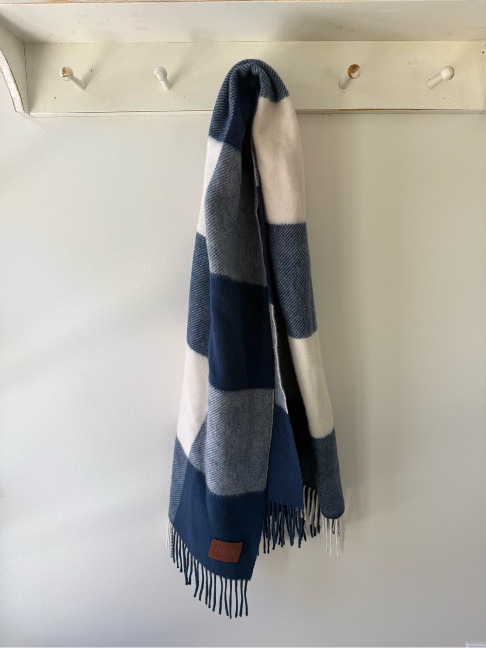 Coach Blue and White Large Check Scarf